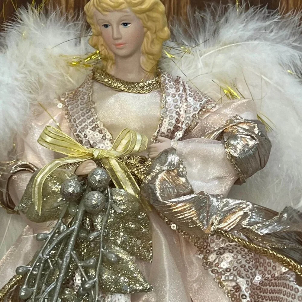 Pale Pink Angel Tree Topper Christmas Decoration Holiday Decor Gift Keepsake